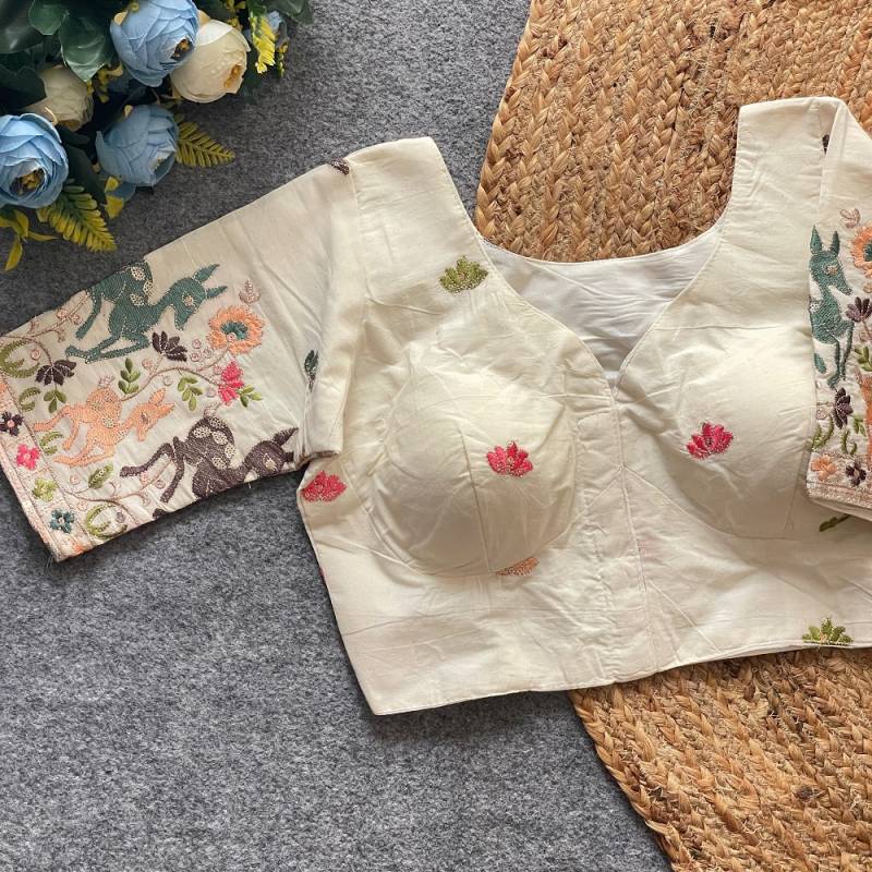 Fab Khadi 6 Khadi Cotton Embroidered Blouse Collection