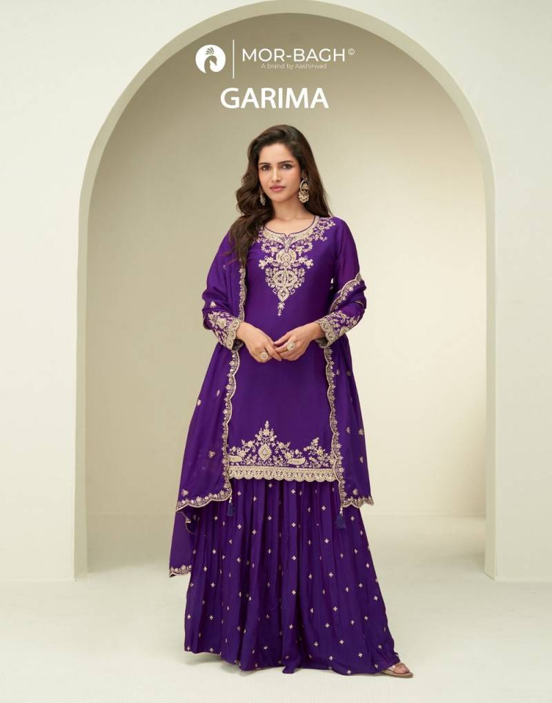 Aashirwad Mor Bagh Garima Chinon Silk Embroidered Suit Collection