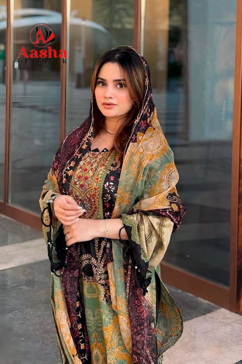 Aasha 1177 Chiffon Dupatta Pakistani Salwar Kameez