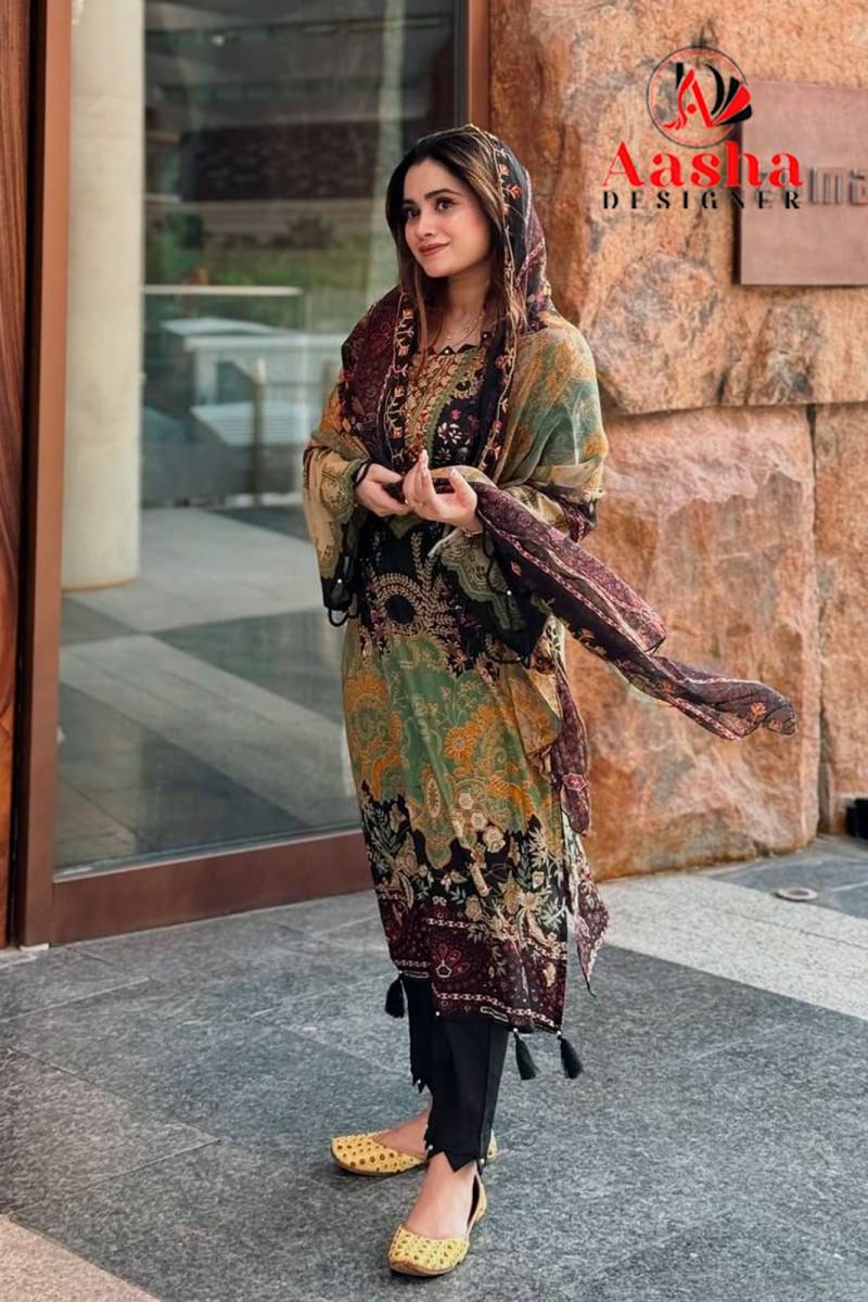 Aasha 1177 Cotton Dupatta Pakistani Salwar Kameez