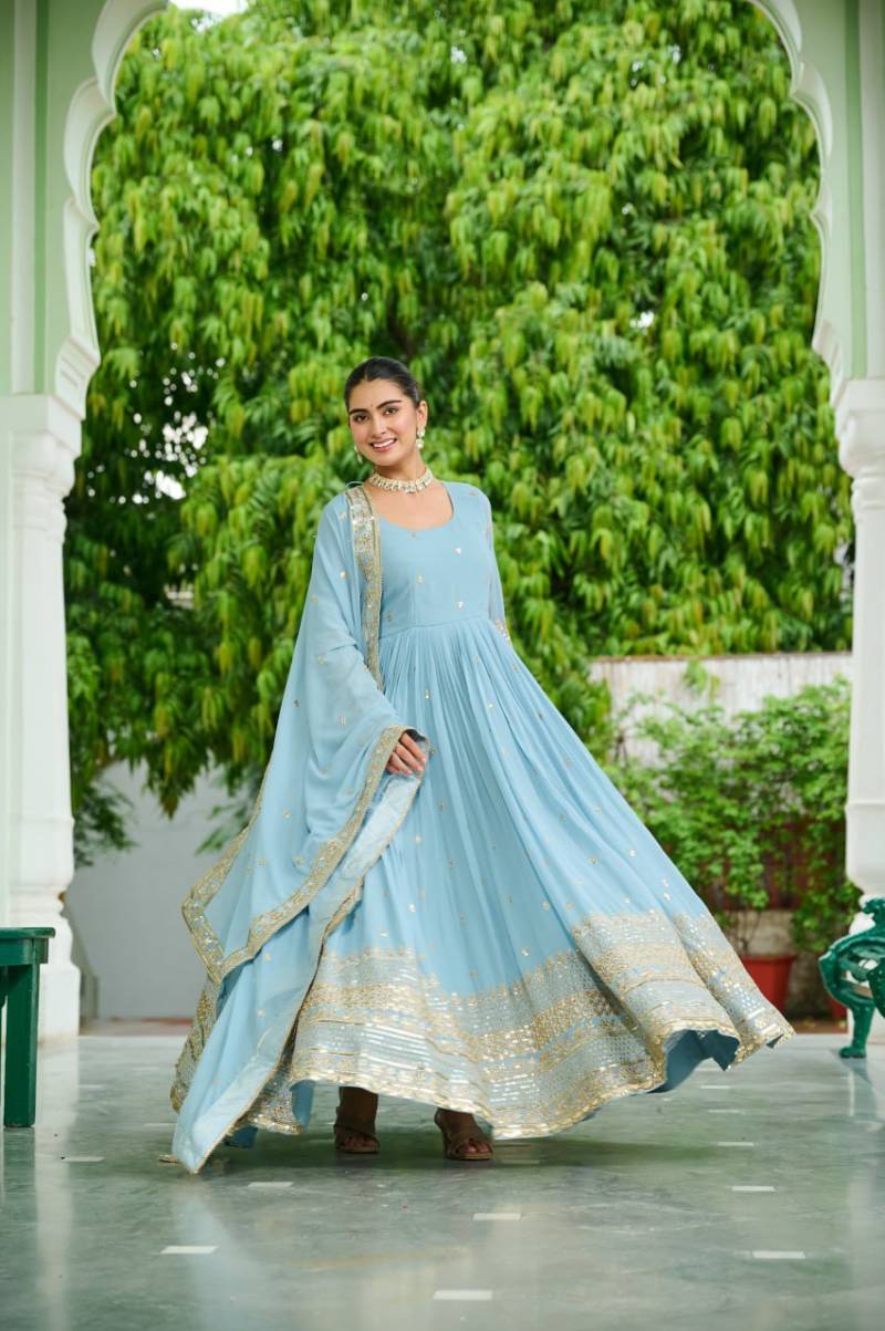 Lw 9270 Faux Georgette Designer Gown With Dupatta Collection