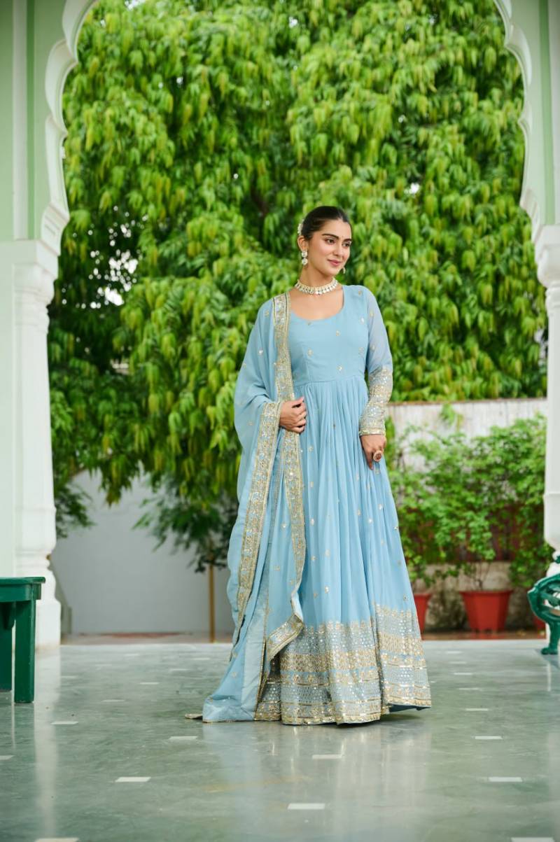Lw 9270 Faux Georgette Designer Gown With Dupatta Collection