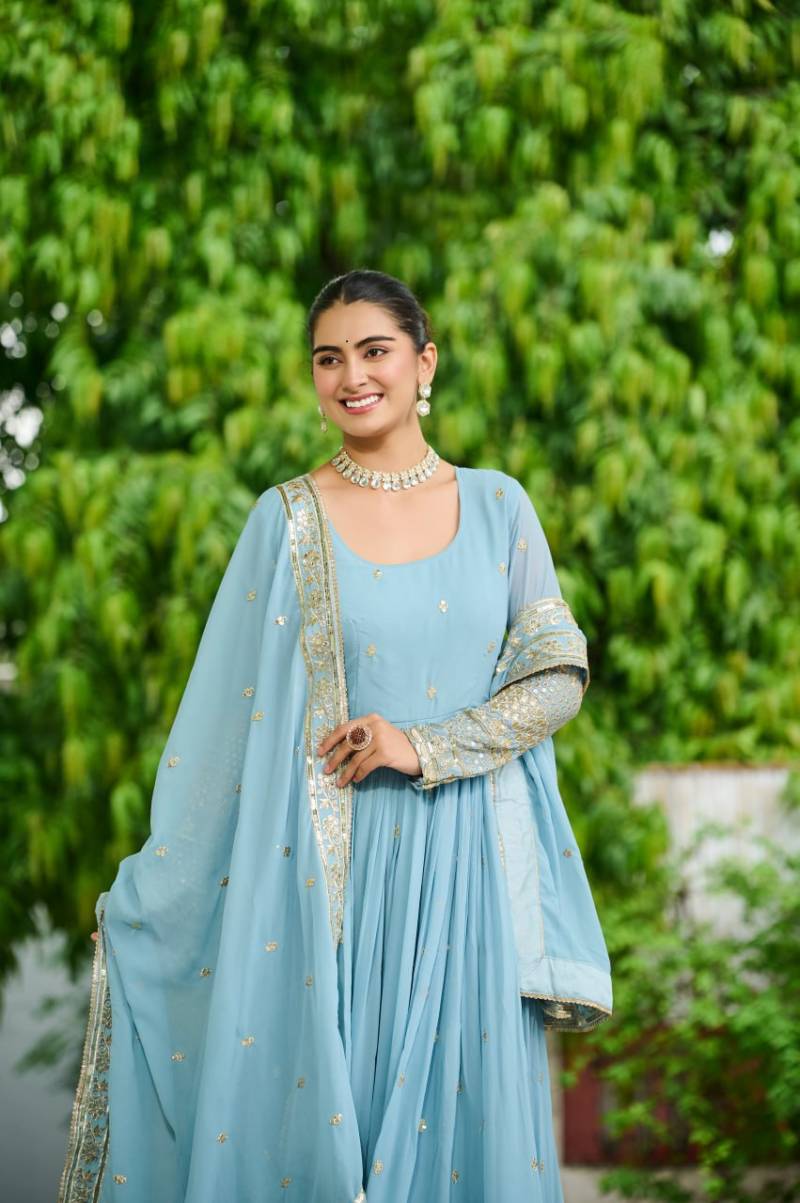Lw 9270 Faux Georgette Designer Gown With Dupatta Collection