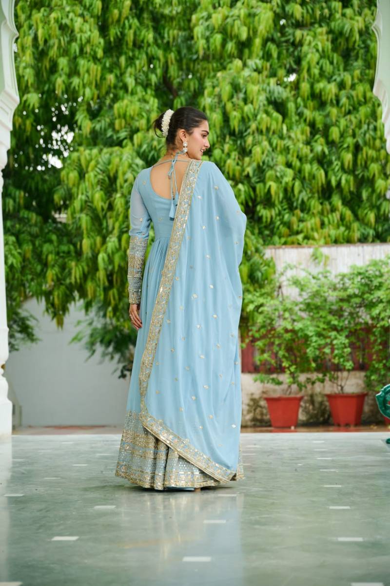Lw 9270 Faux Georgette Designer Gown With Dupatta Collection