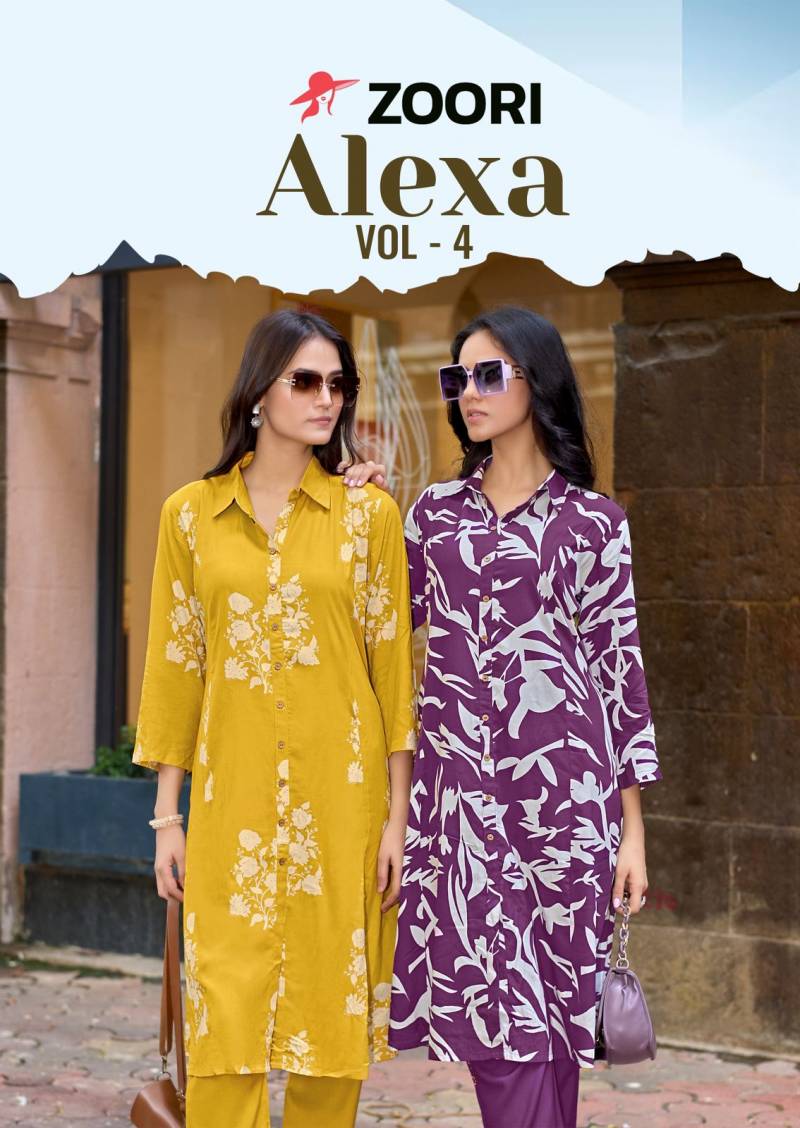 Zoori Alexa Vol 4 Rayon Printed Kurti With Bottom Collection