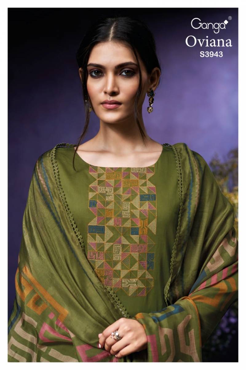 Ganga Oviana 3943 Satin Cotton Embroidered Salwar Suit Collection