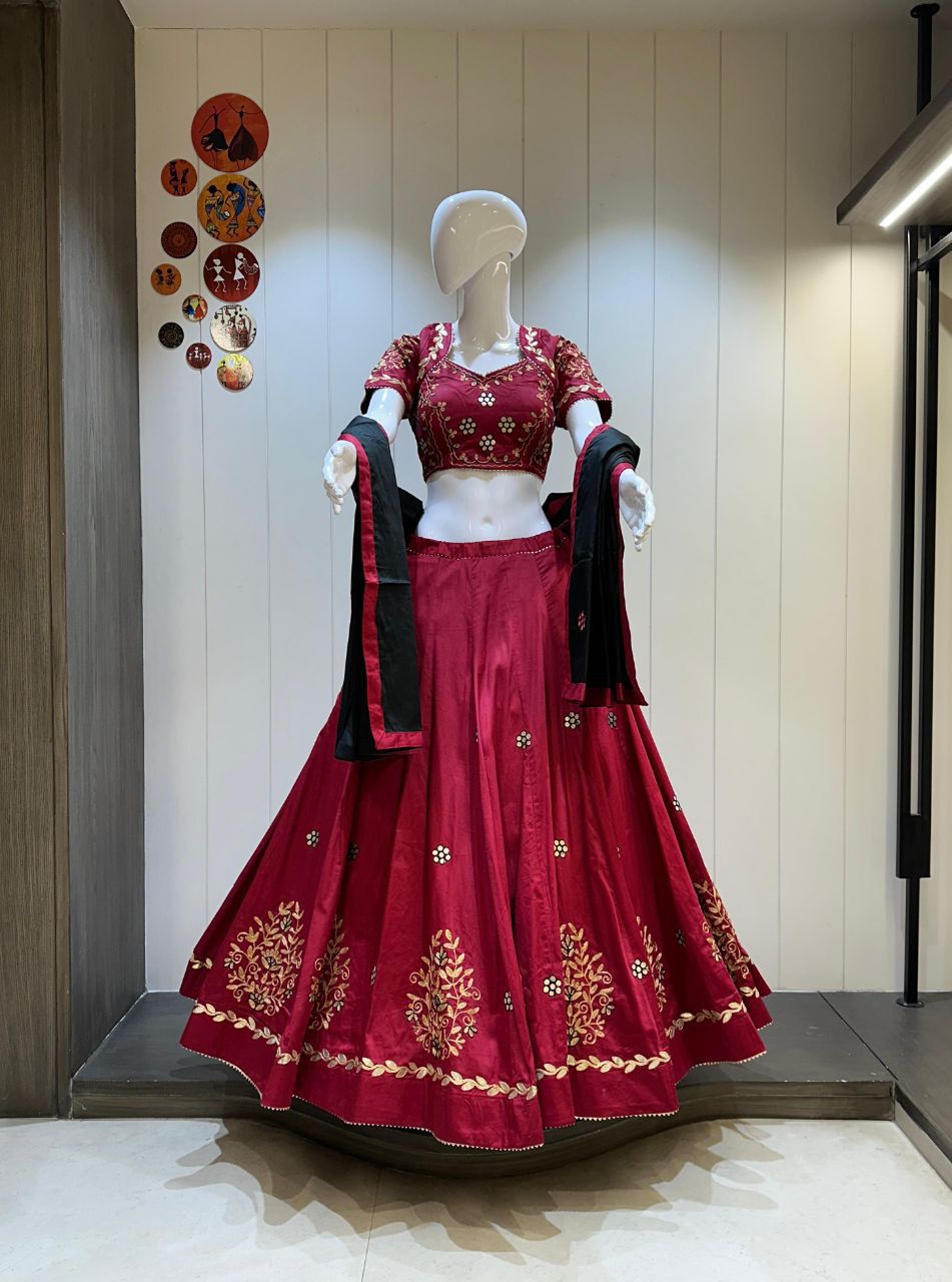 Scmd Gotta Pan Heavy Jam Cotton Gotapatti Work Lehenga Choli
