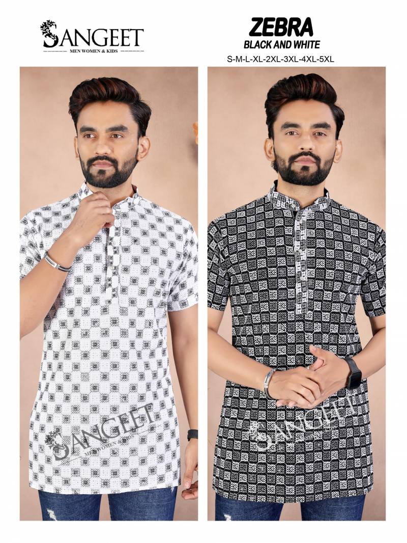 Sangeet Zebra Black And White Sifli Work Mens Shirts Collection