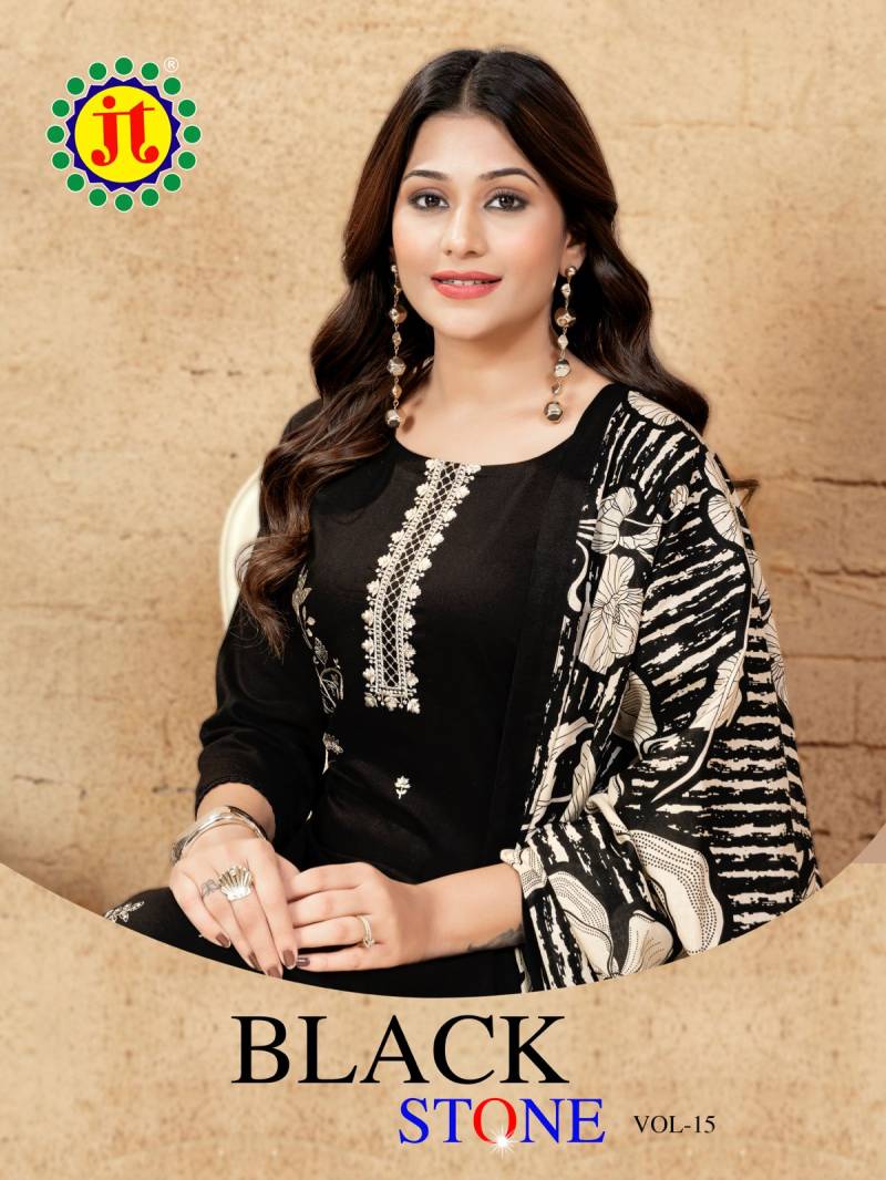 Jt Black Stone Vol 15 Rayon Printed Dress Material Collection