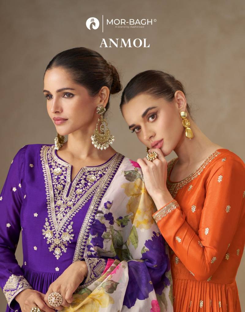 Aashirwad Mor Bagh Anmol Chinon Silk Embroidered Gown Collection