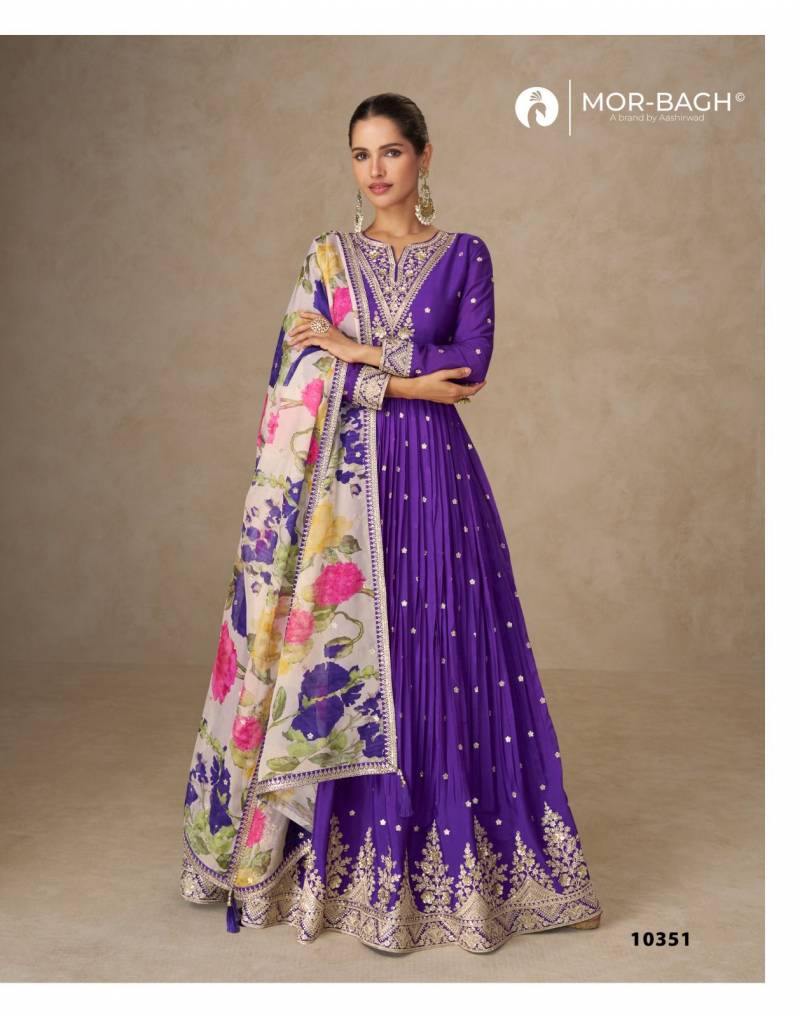 Aashirwad Mor Bagh Anmol Chinon Silk Embroidered Gown Collection