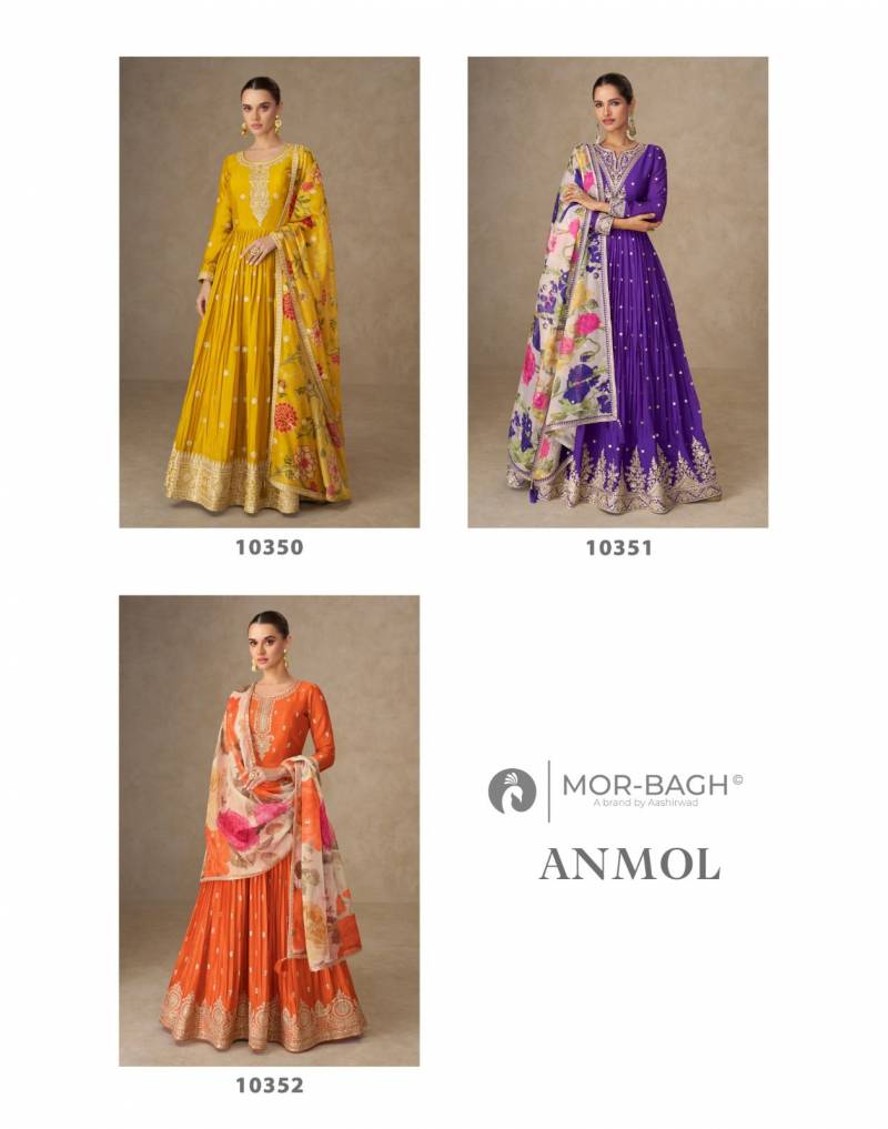 Aashirwad Mor Bagh Anmol Chinon Silk Embroidered Gown Collection