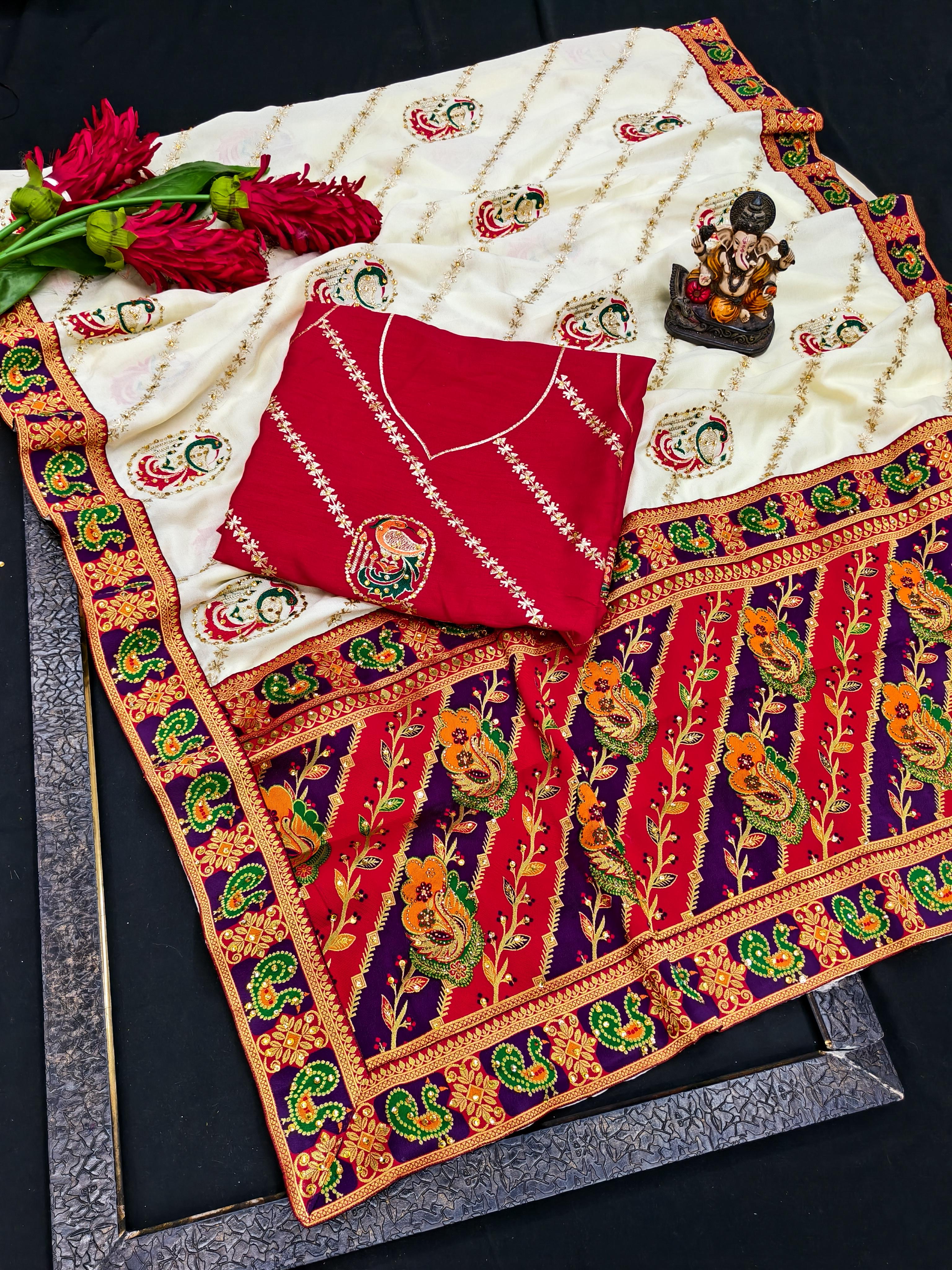 Lekha VC Panetar Patola Dola Silk Embroidery Jacquard Border Saree