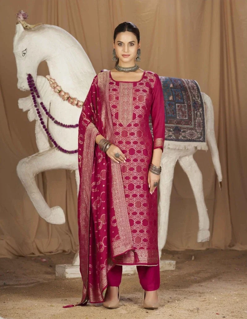 Triple Aaa Hanshika Vol 4 Viscose Musleen Jequard Dress Material