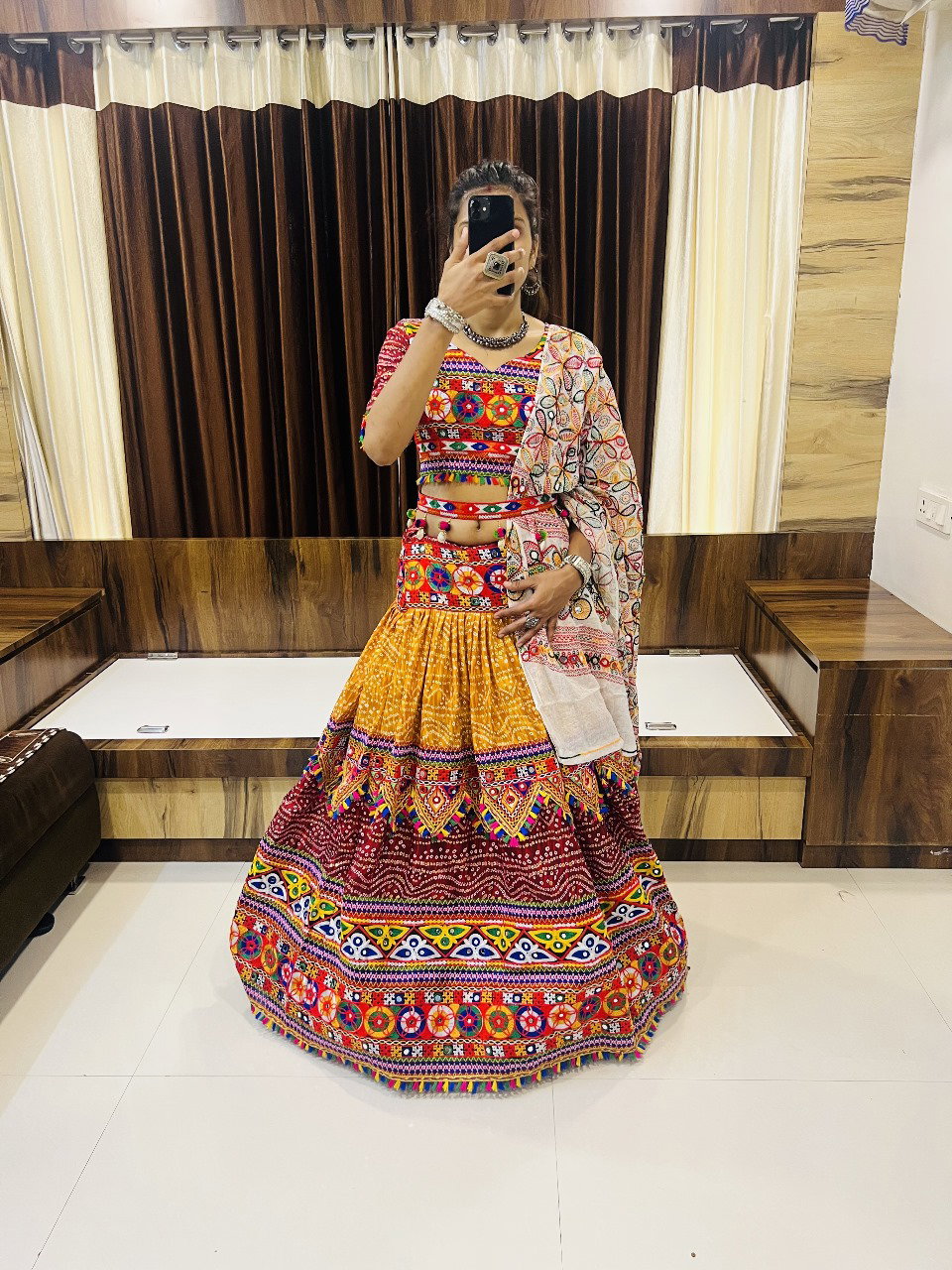 Aawiya Rajwadi Vol 8 D no. 7051 Cotton Silk Gamthi Work Lehenga Choli