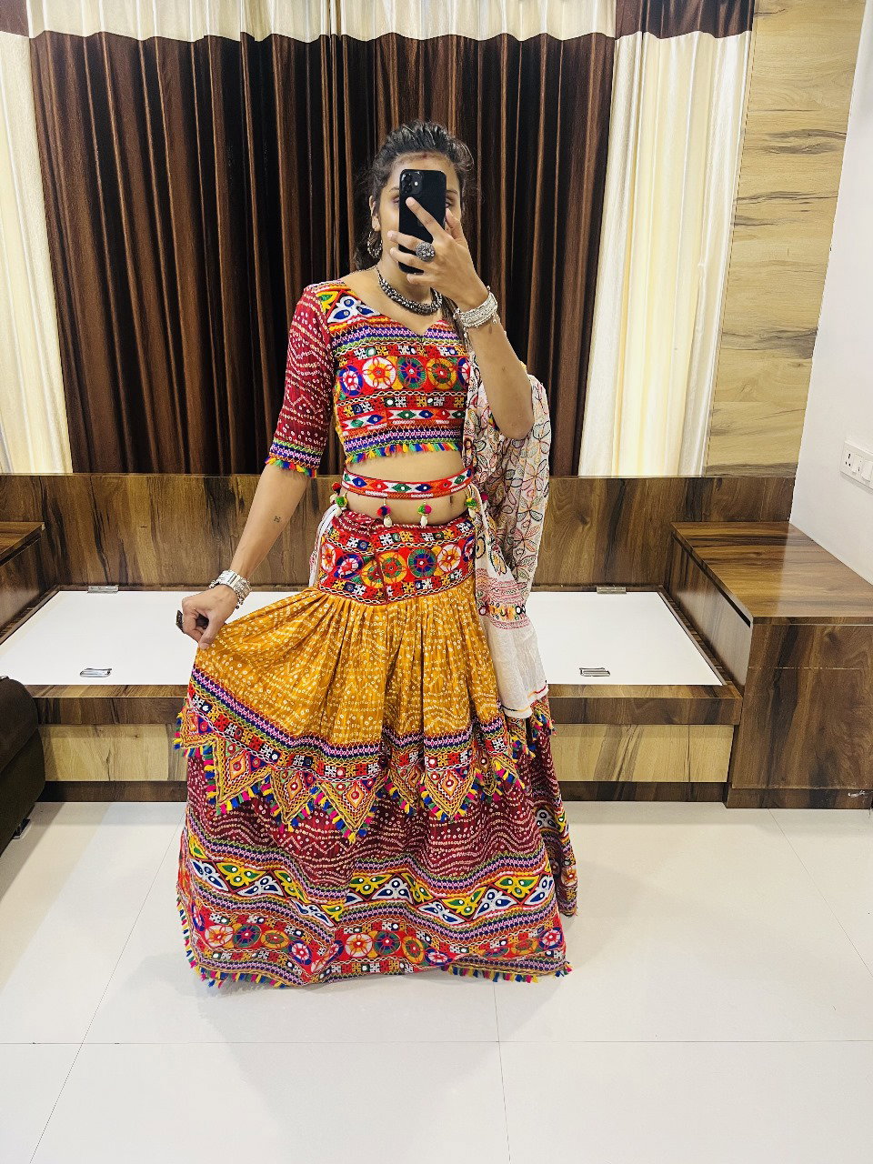 Aawiya Rajwadi Vol 8 D no. 7051 Cotton Silk Gamthi Work Lehenga Choli