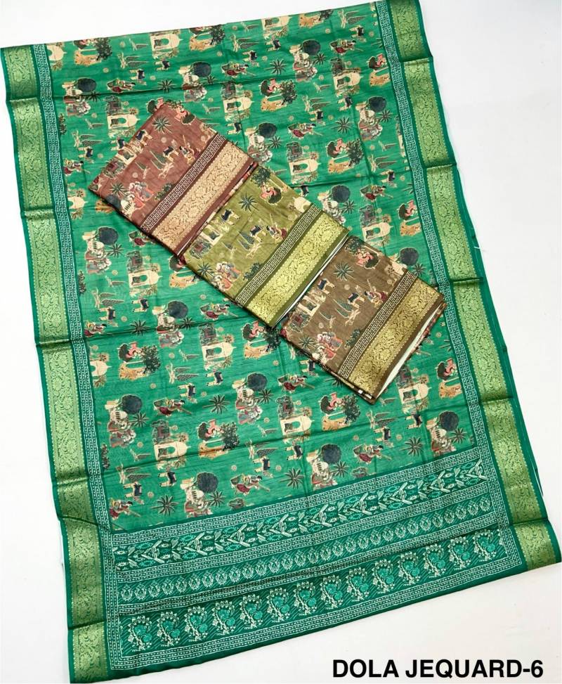 Rajyog Dola Jequard Vol 6 Silk Digital Printed Saree Collection