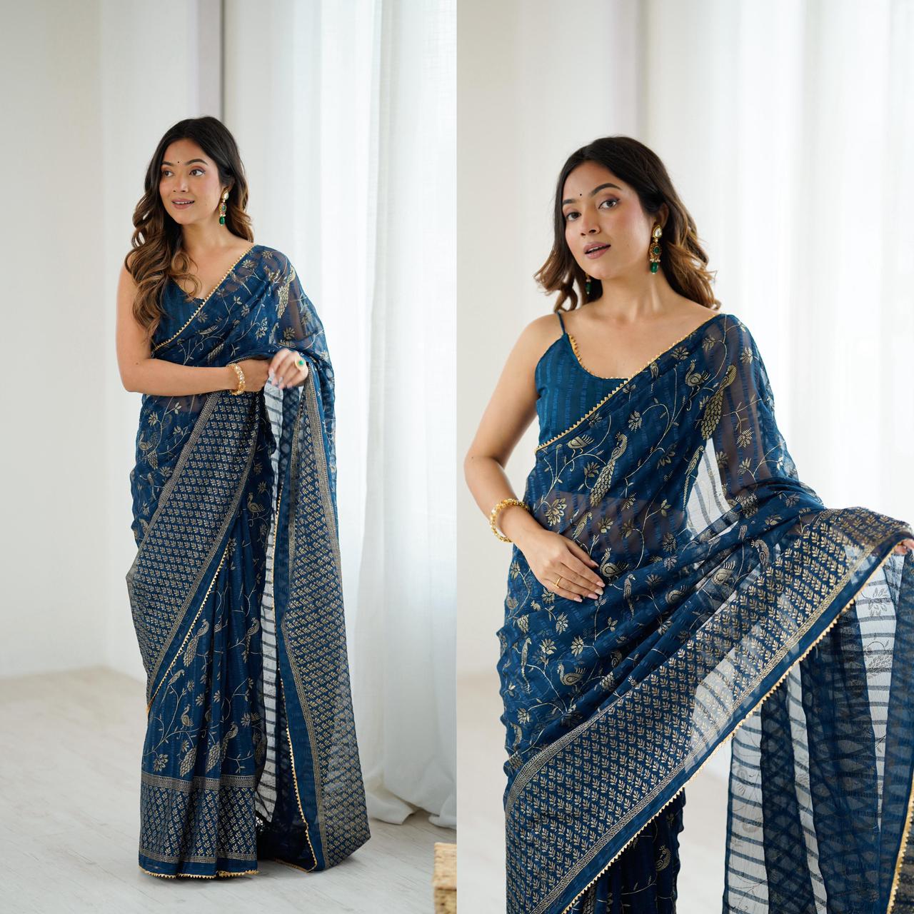 Aab Rutava Georgette Silk Plain Saree 