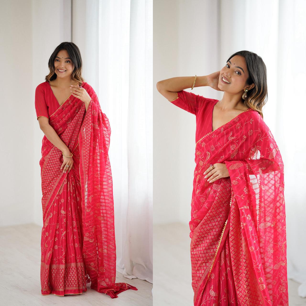 Aab Rutava Georgette Silk Plain Saree 