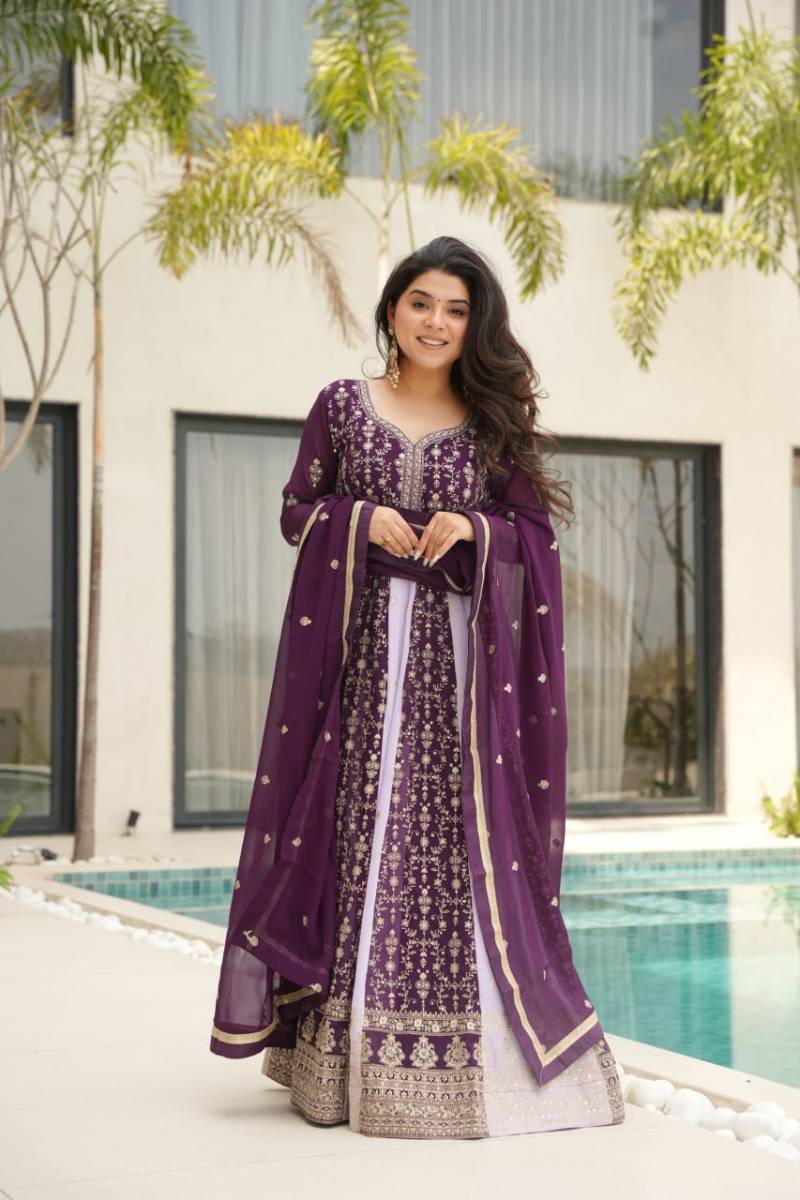 Lw 9250 Zari Designer Faux Blooming Gown With Dupatta Collection