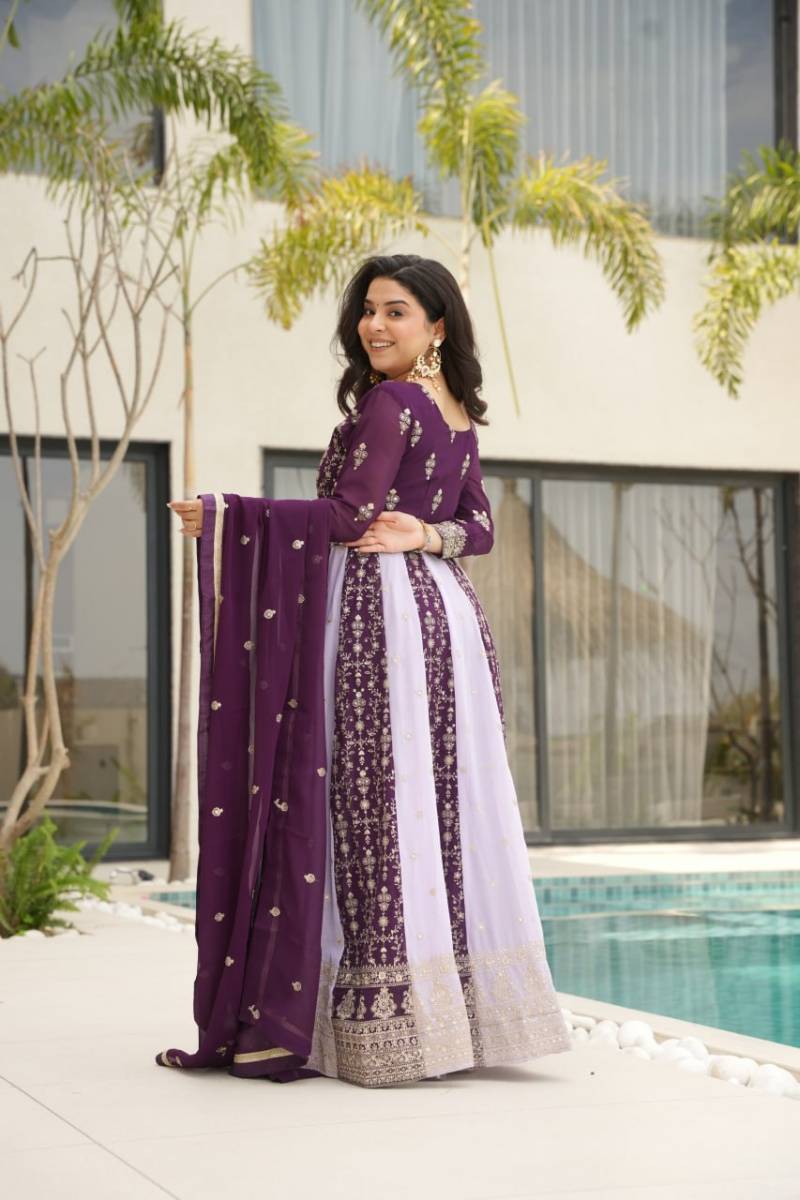 Lw 9250 Zari Designer Faux Blooming Gown With Dupatta Collection