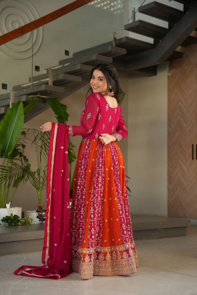 Lw 9250 Zari Designer Faux Blooming Gown With Dupatta Collection