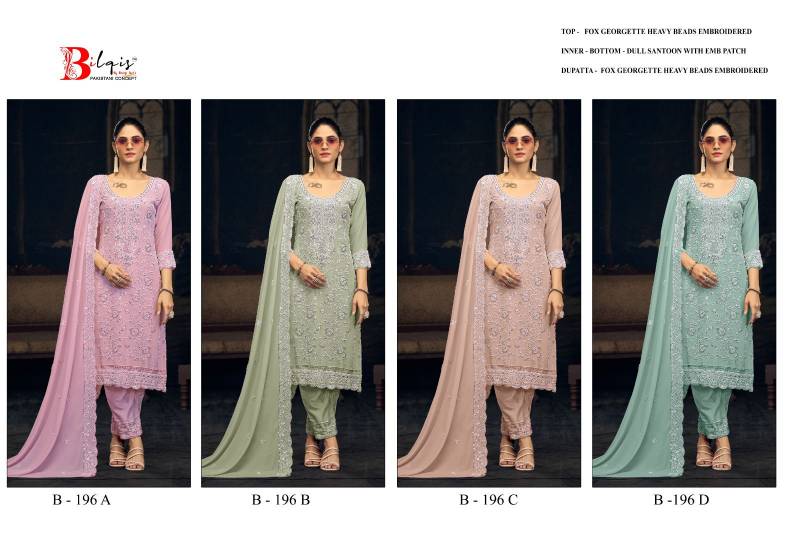Bilqis B 196 A To D Faux Georgette Party Wear Salwar Kameez Collection