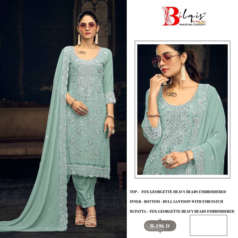 Bilqis B 196 A To D Faux Georgette Party Wear Salwar Kameez Collection
