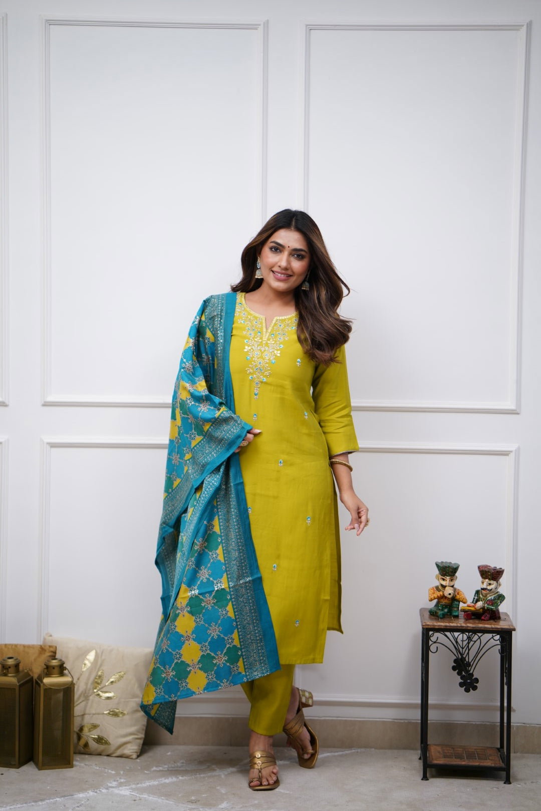 Navya Kurti 125 Party Wear Embroidery Worked Cotton Blend Kurti with Pant and Dupatta Set 
