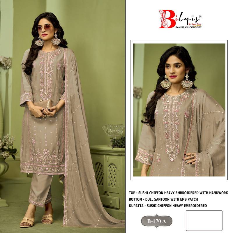 Bilqis B 170 A To D Sushi Chiffon Festival Wear Salwar Suit Collection