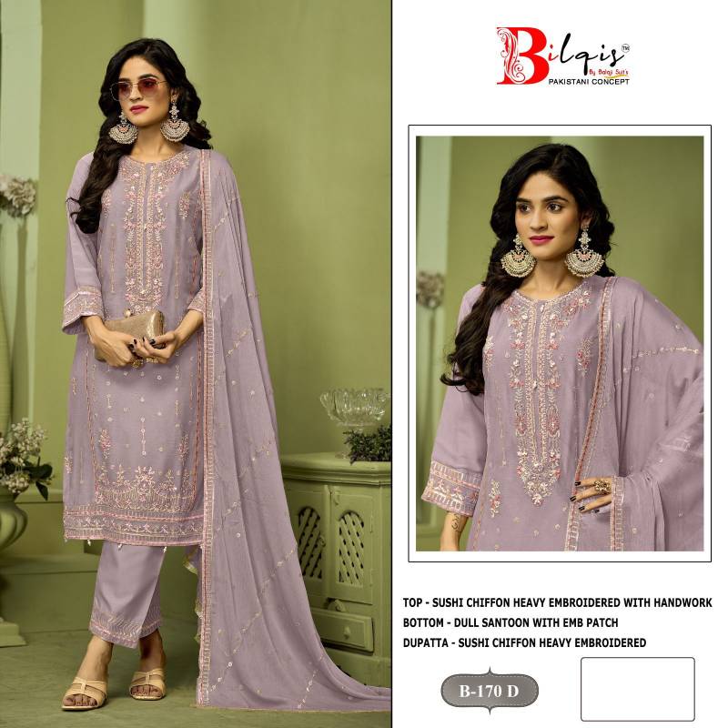 Bilqis B 170 A To D Sushi Chiffon Festival Wear Salwar Suit Collection