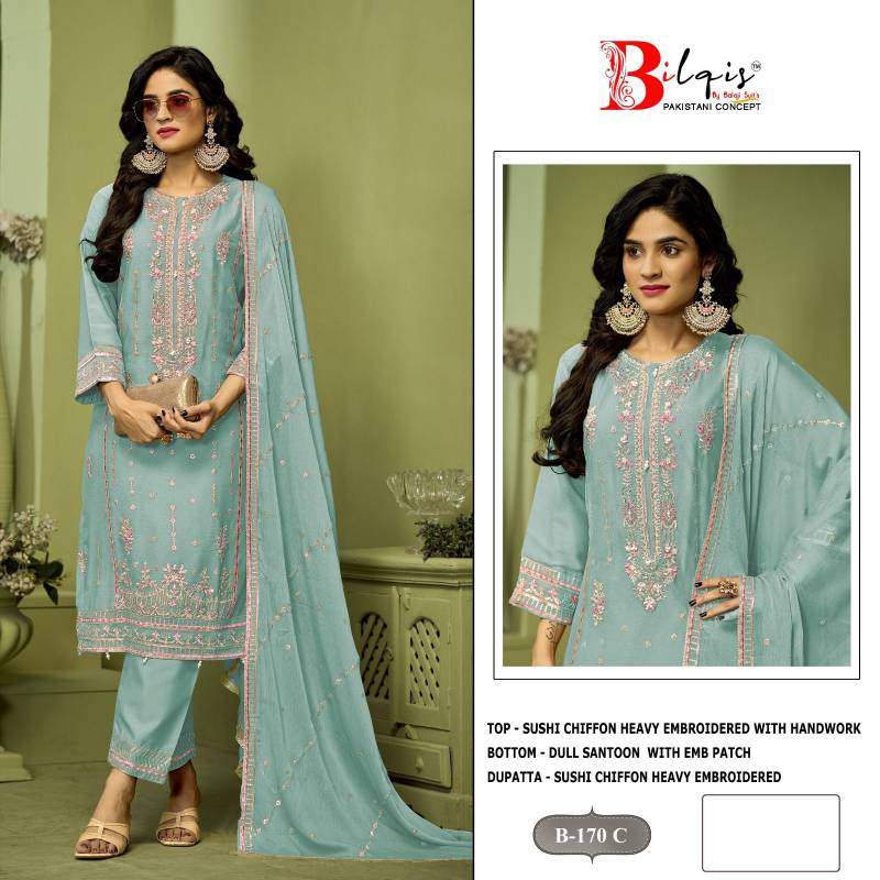 Bilqis B 170 A To D Sushi Chiffon Festival Wear Salwar Suit Collection