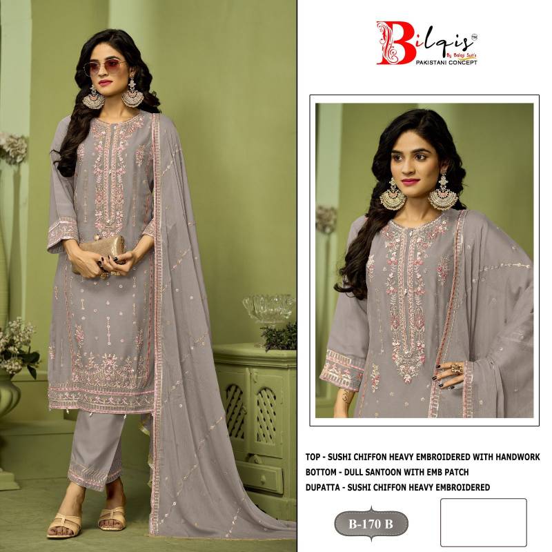 Bilqis B 170 A To D Sushi Chiffon Festival Wear Salwar Suit Collection