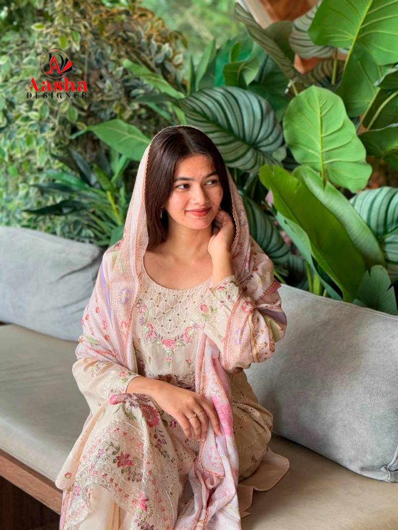 Aasha 1179 Chiffon Dupatta Cambric Cotton Casual Wear Collection