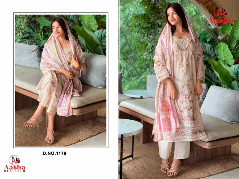 Aasha 1179 Chiffon Dupatta Cambric Cotton Casual Wear Collection