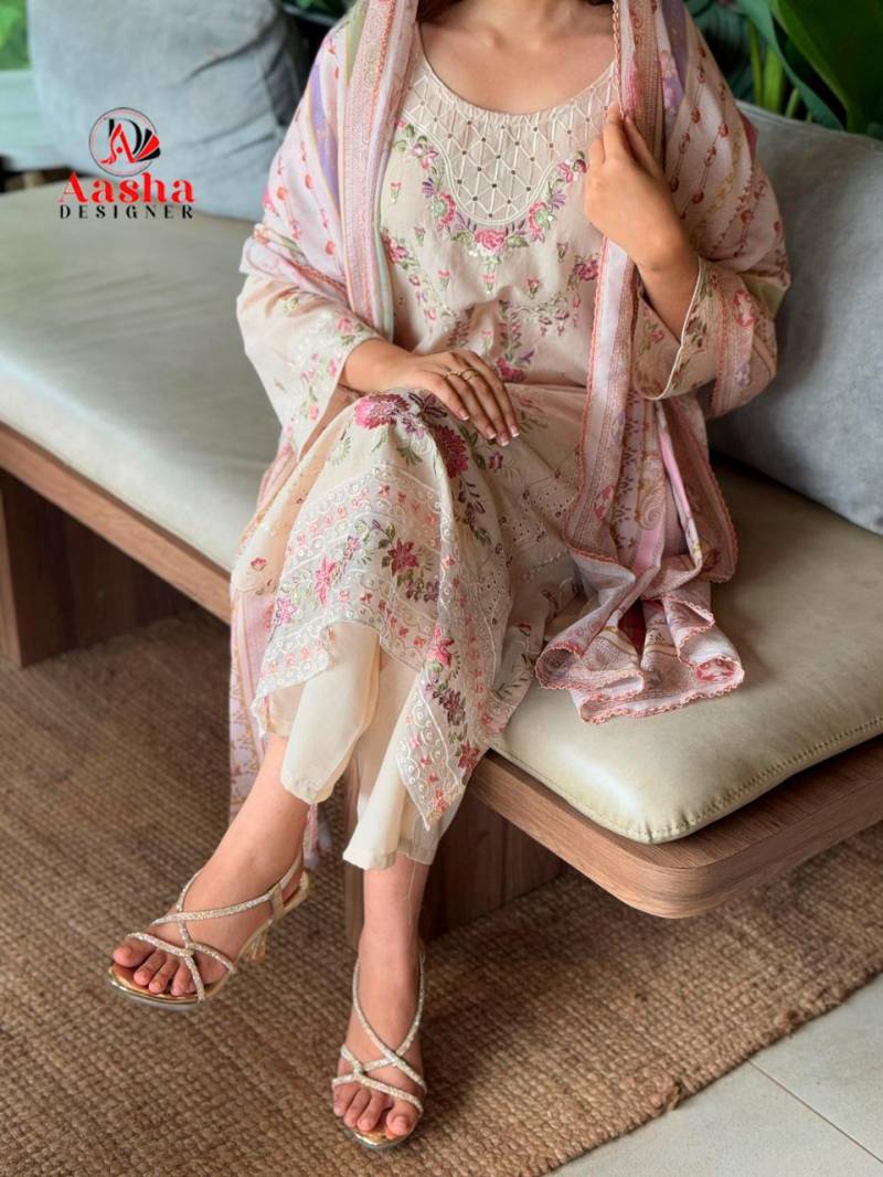 Aasha 1179 Chiffon Dupatta Cambric Cotton Casual Wear Collection