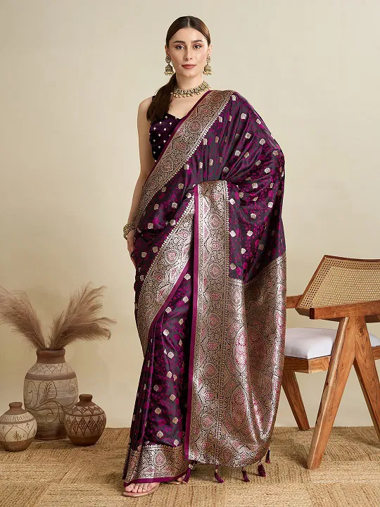 Maahi 189 Purple Soft Silk Zari Weaving Single Saree