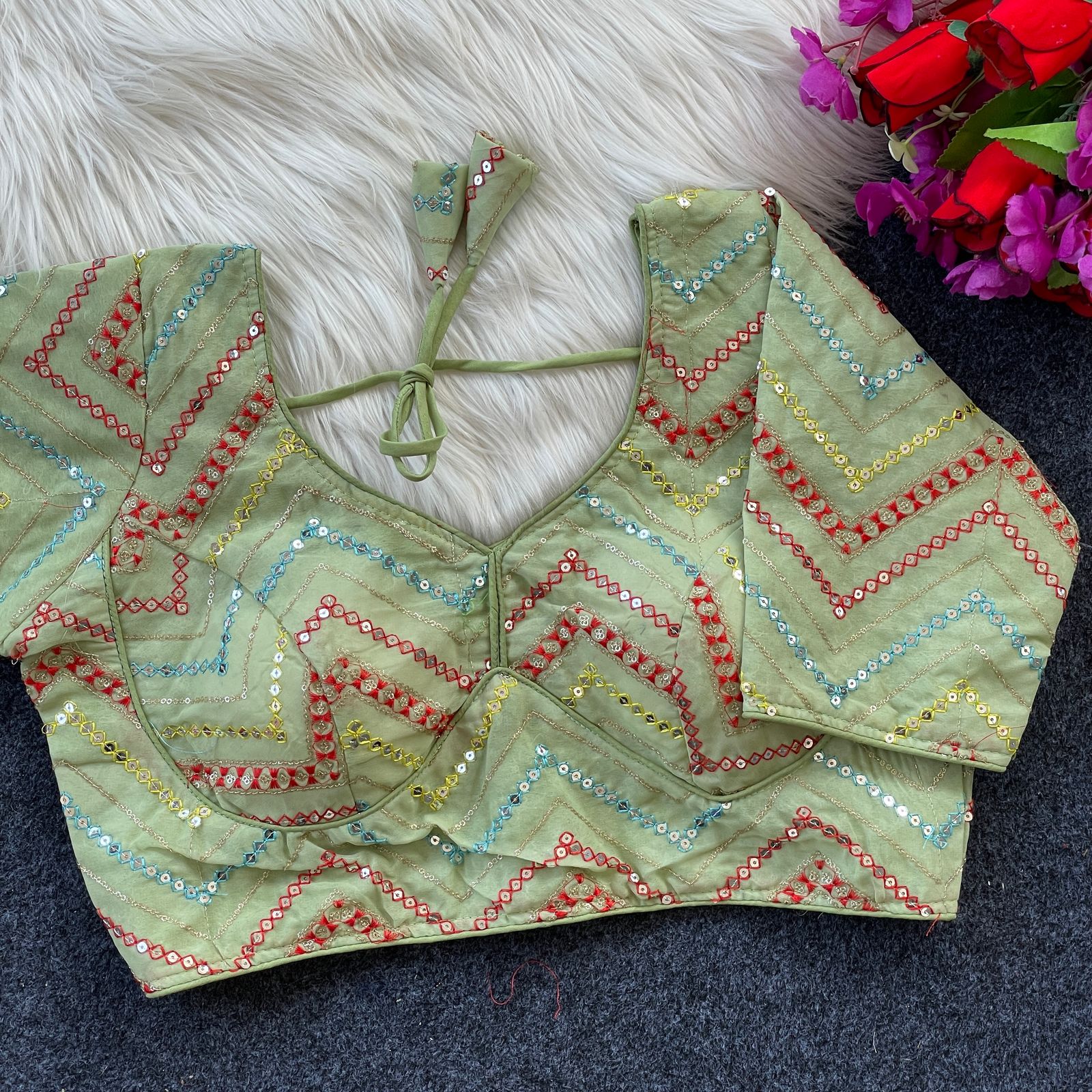 Ruh Sabyasachi Pattern Georgette Viscose Readymade Blouse