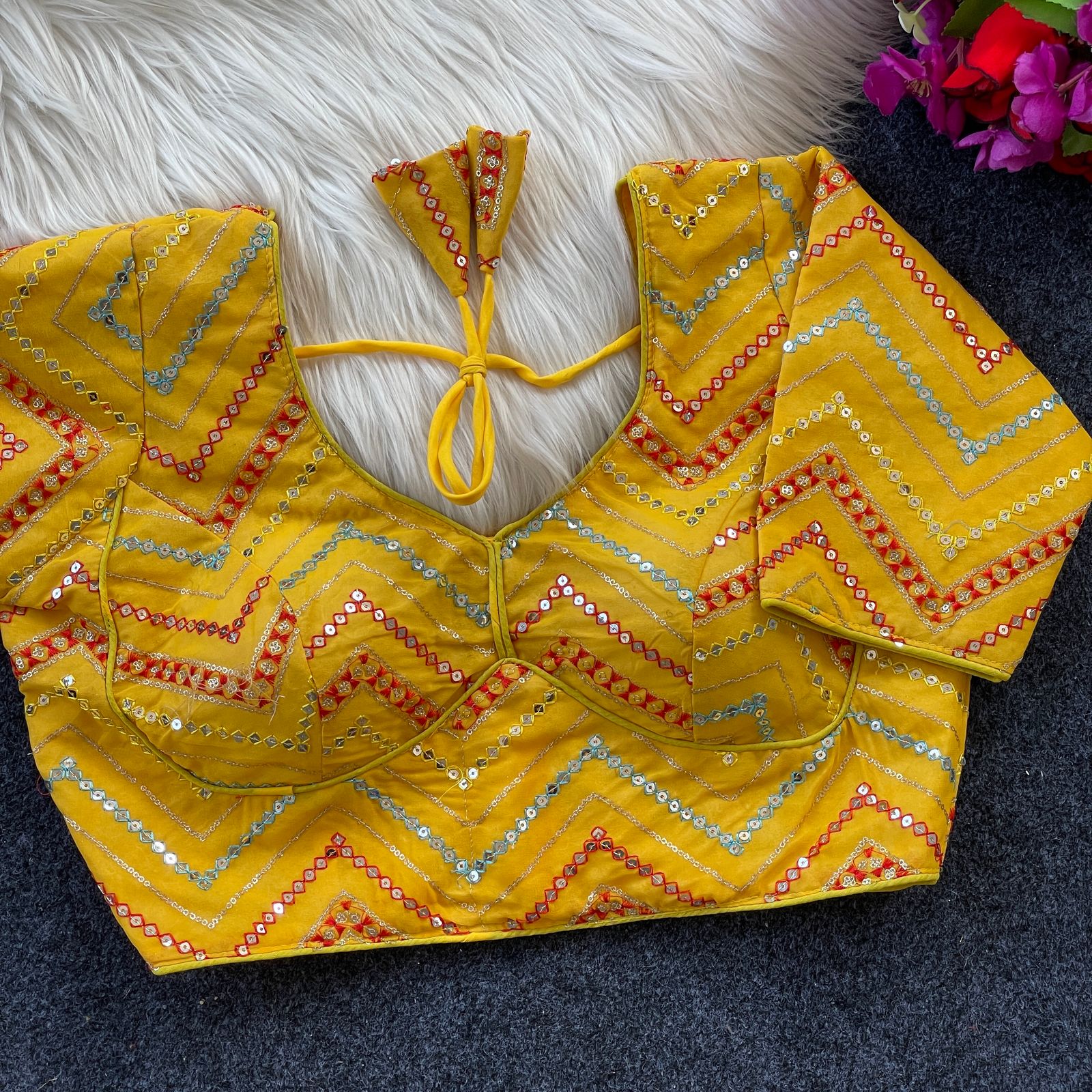 Ruh Sabyasachi Pattern Georgette Viscose Readymade Blouse