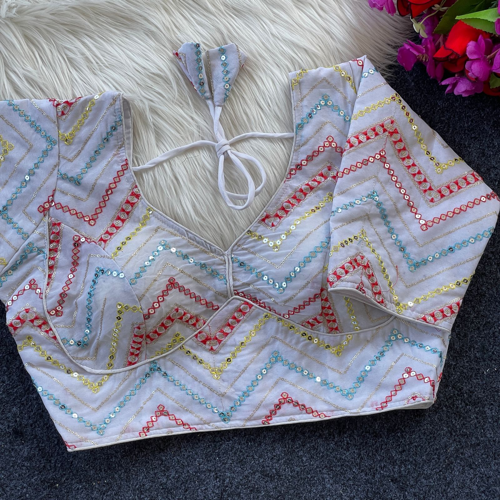 Ruh Sabyasachi Pattern Georgette Viscose Readymade Blouse