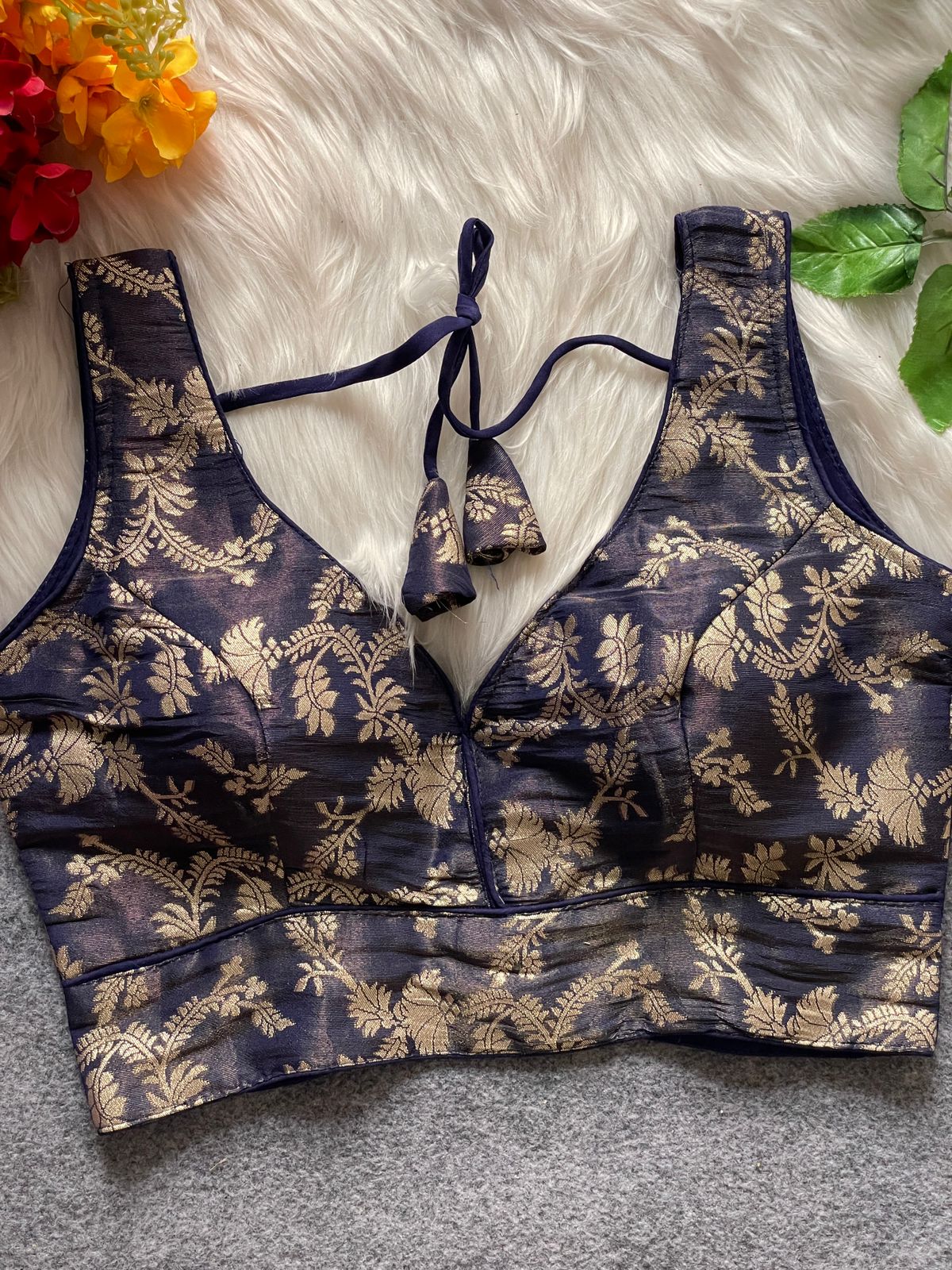 Ruh Radhika Cosmos Simmer Jacquard Silk Blouse
