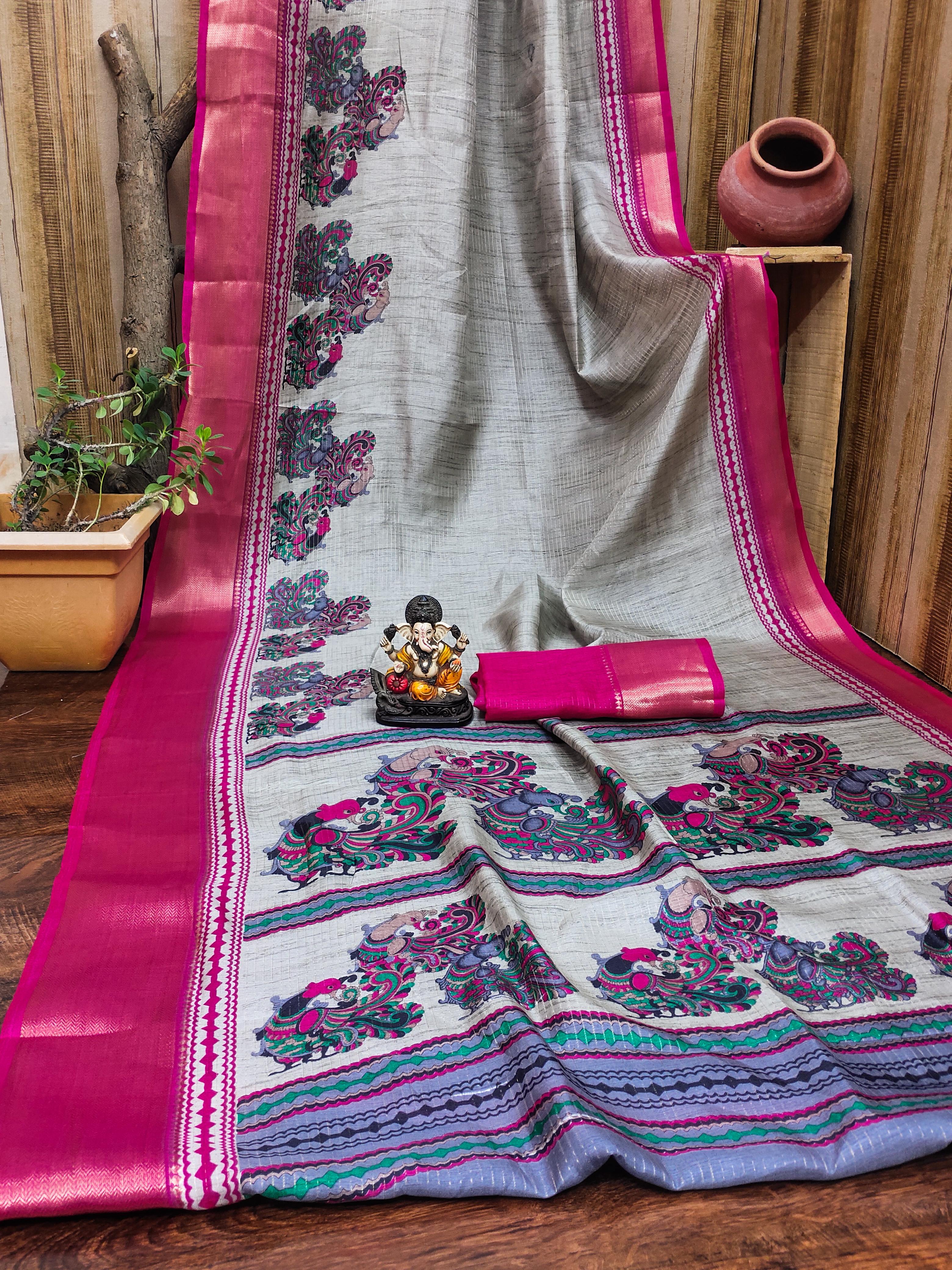 Lekha VC Brishti Cotton Silk Kalamkari Printed Saree
