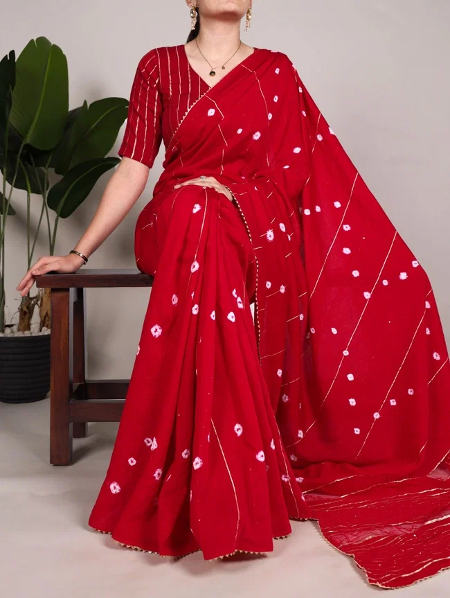 Lekha YNF 7036 Red Viscose Chanderi Saree Collection