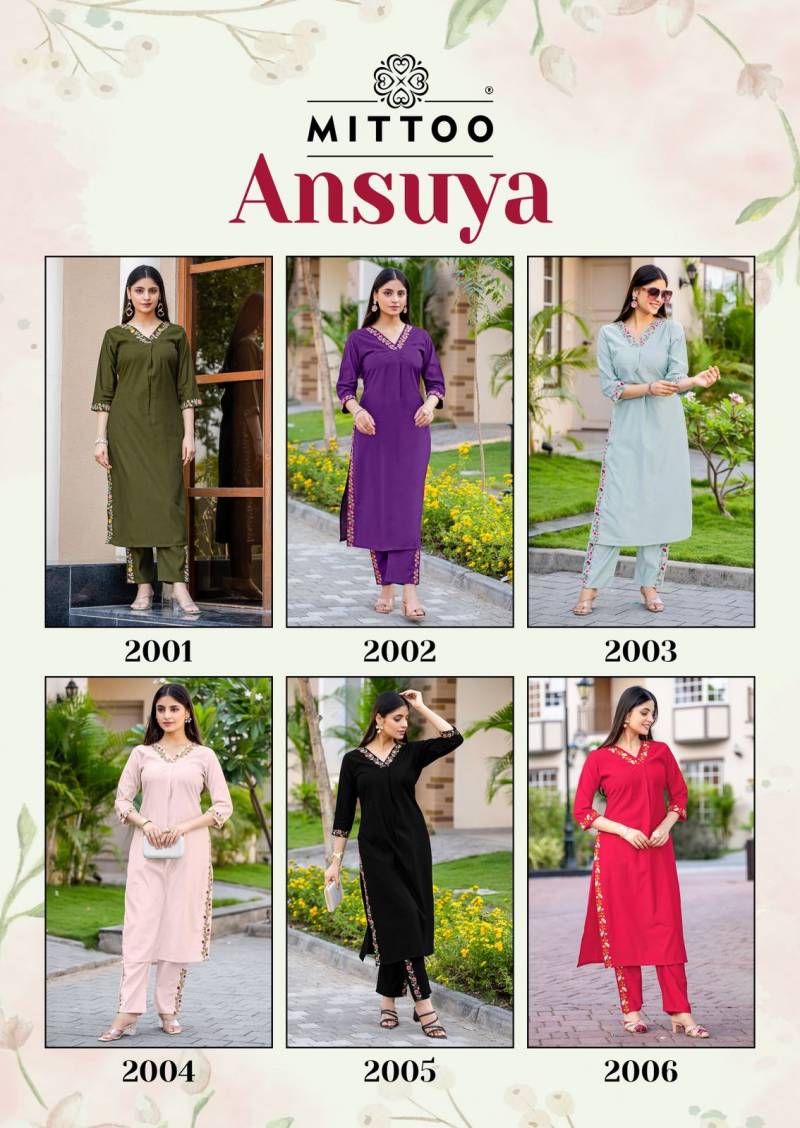 Mittoo Ansuya Gadhawal Stylish Kurti With Bottom Collection