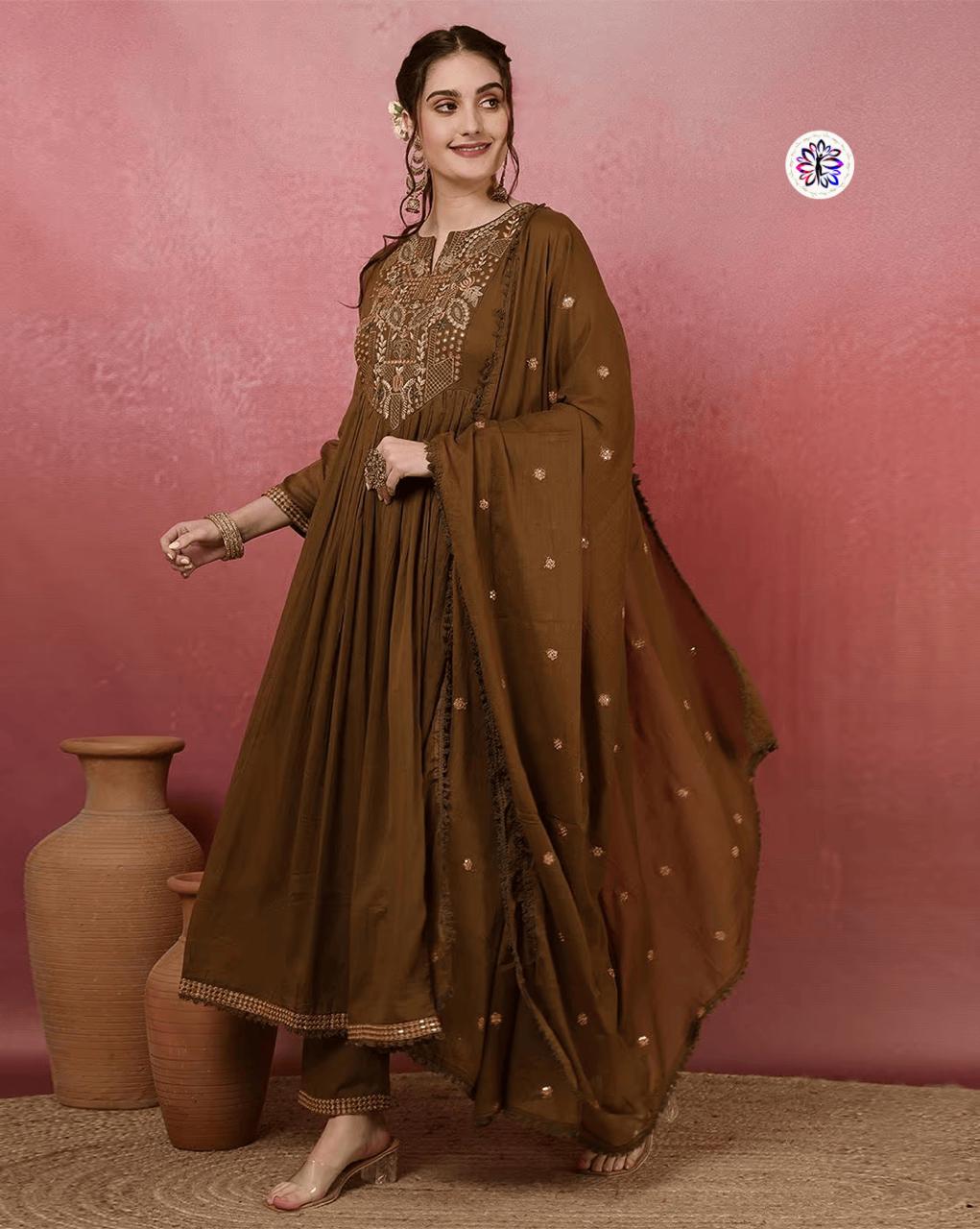 Lekha KL 5127 Viscose Chanderi Embroidery Kurti Bottom With Dupatta