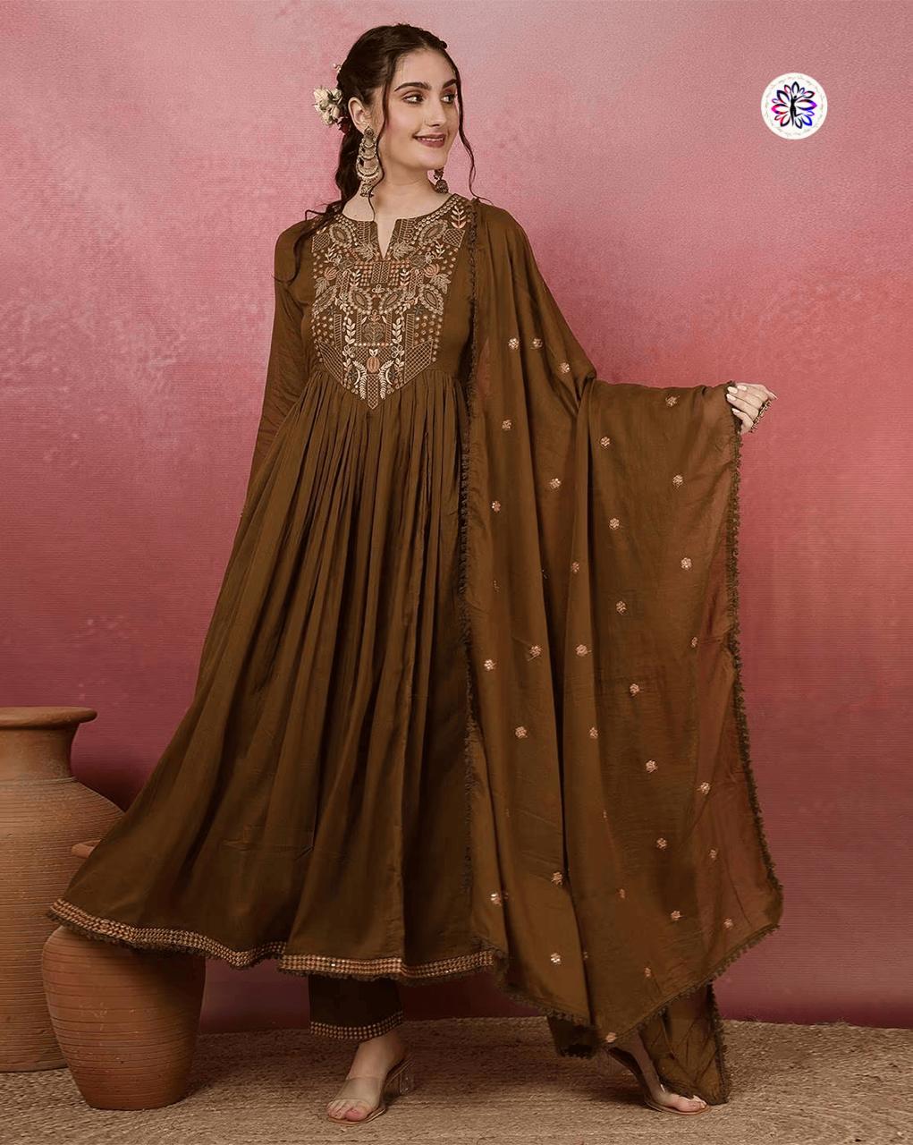 Lekha KL 5127 Viscose Chanderi Embroidery Kurti Bottom With Dupatta