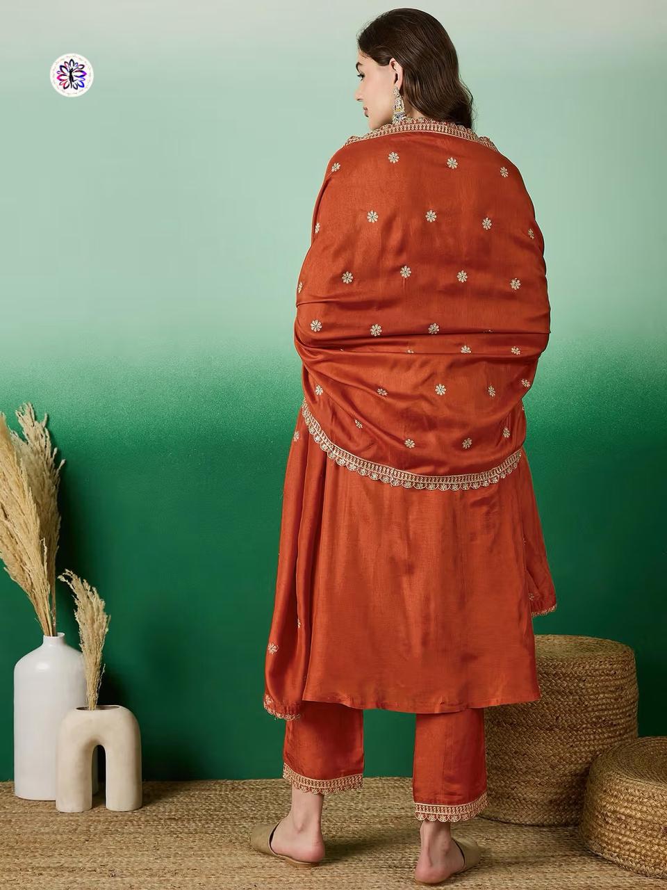 Lekha KL 5127 Viscose Chanderi Embroidery Kurti Bottom With Dupatta