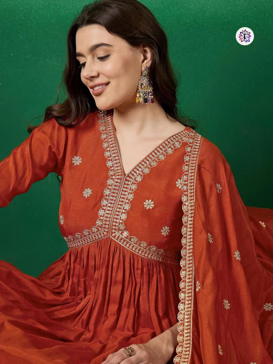 Lekha KL 5127 Viscose Chanderi Embroidery Kurti Bottom With Dupatta