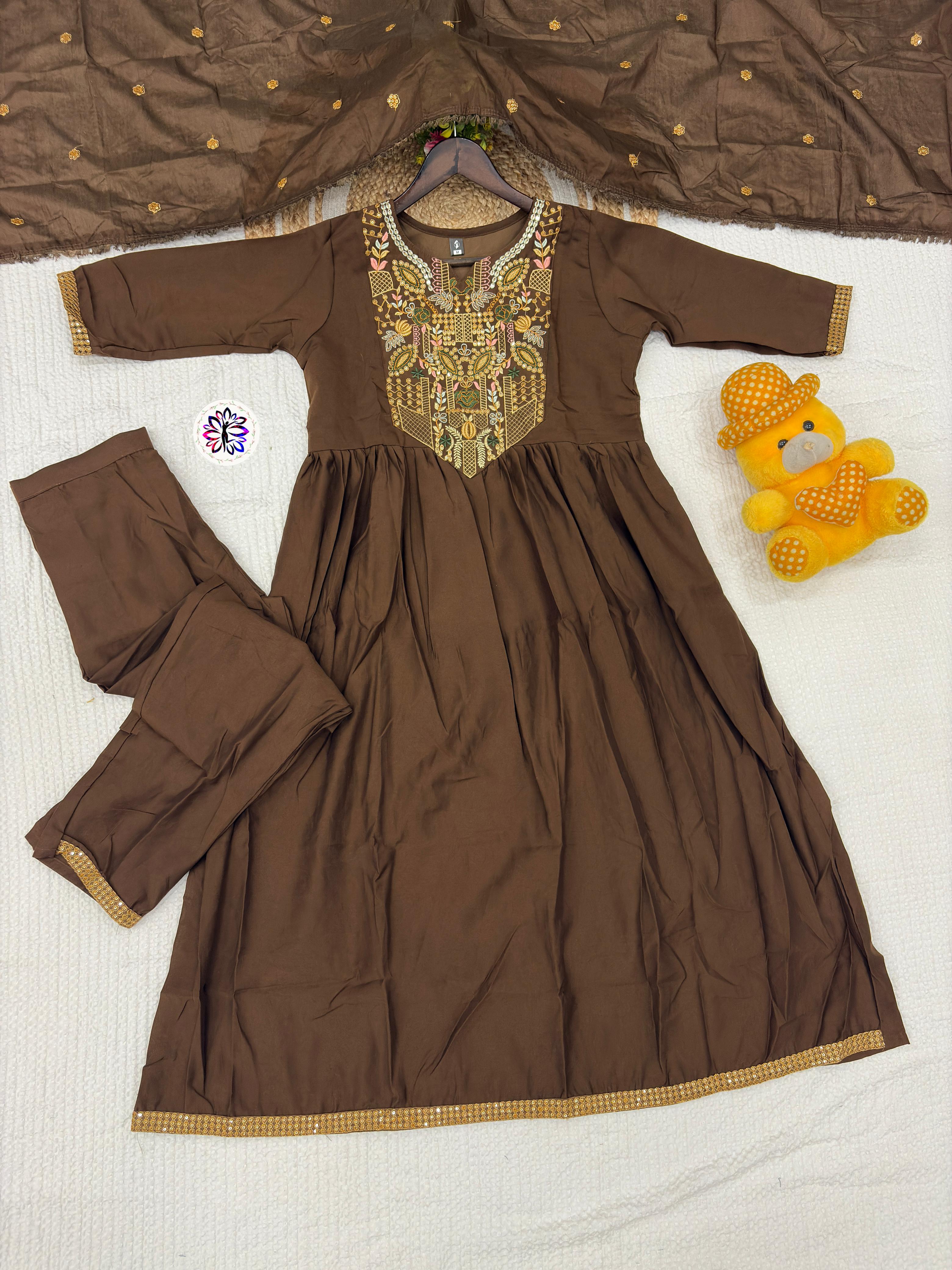 Lekha KL 5127 Viscose Chanderi Embroidery Kurti Bottom With Dupatta