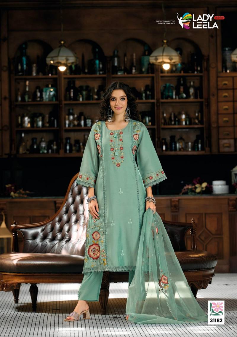 Lady Leela Saaj Viscose Heavy Embroidery Kurti Bottom With Dupatta